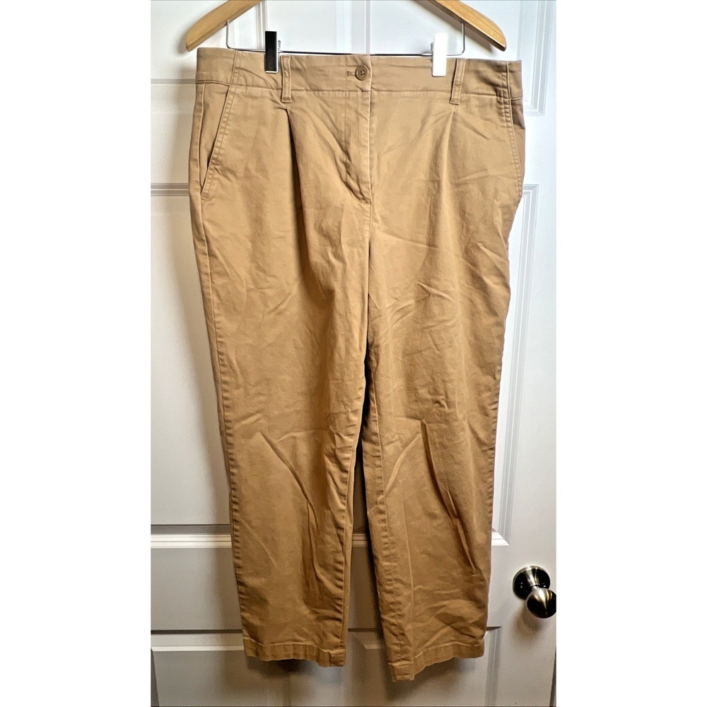 Talbots Women's Size 12 Dark Khaki Cotton Stretch Pants Pleated Front Soft